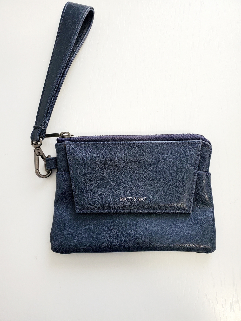 Matt & Nat Navy Blue Wristlet with Front Pocket